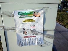 Ad for surrogate mothers, Burbank, California, USA